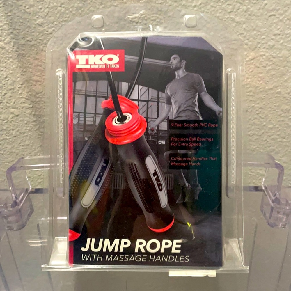 Jump rope TKO with massage handles, brand new, box is not opened.
